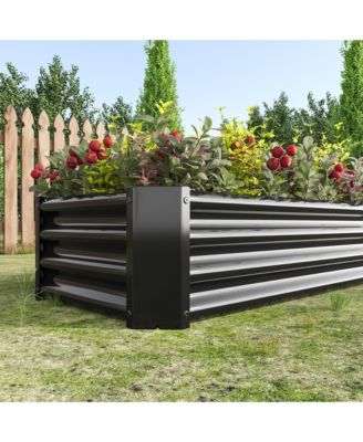 Metal Raised Garden Bed, Rectangle Raised Planter 4×2×1ft  for Flowers Plants, Vegetables Herb Veezyo