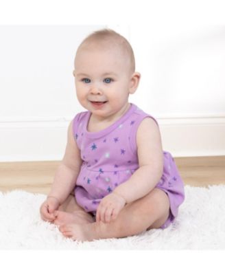 Baby Girls Rompers - Lilac Stars, 2 Pack