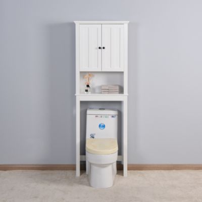 23.62inch x 7.72inch x 67.32inch Bathroom Wooden Storage Cabinet Over The Toilet Space Saver with Adjustable Shelf