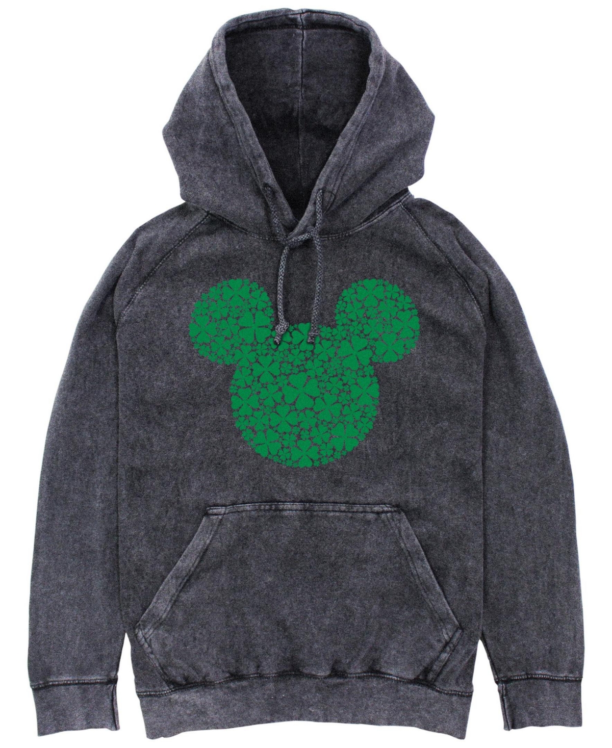 Men's Mickey Clover Fill Hoodie Fleece Pullover Sweatshirt - Black