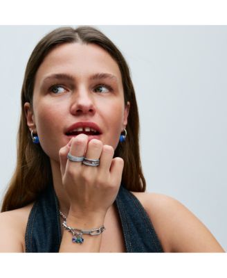 Sterling Silver Sparkling Bead Link Chain Bracelet