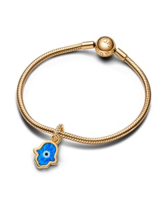 Gold-Plated Opalescent Blue Hamsa Hand Dangle Charms
