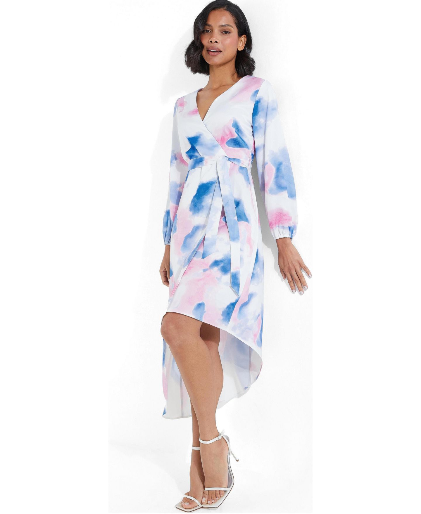 Женское платье QUIZ Satin Asymmetric Wrap, цвет: Разноцветный — фото 1