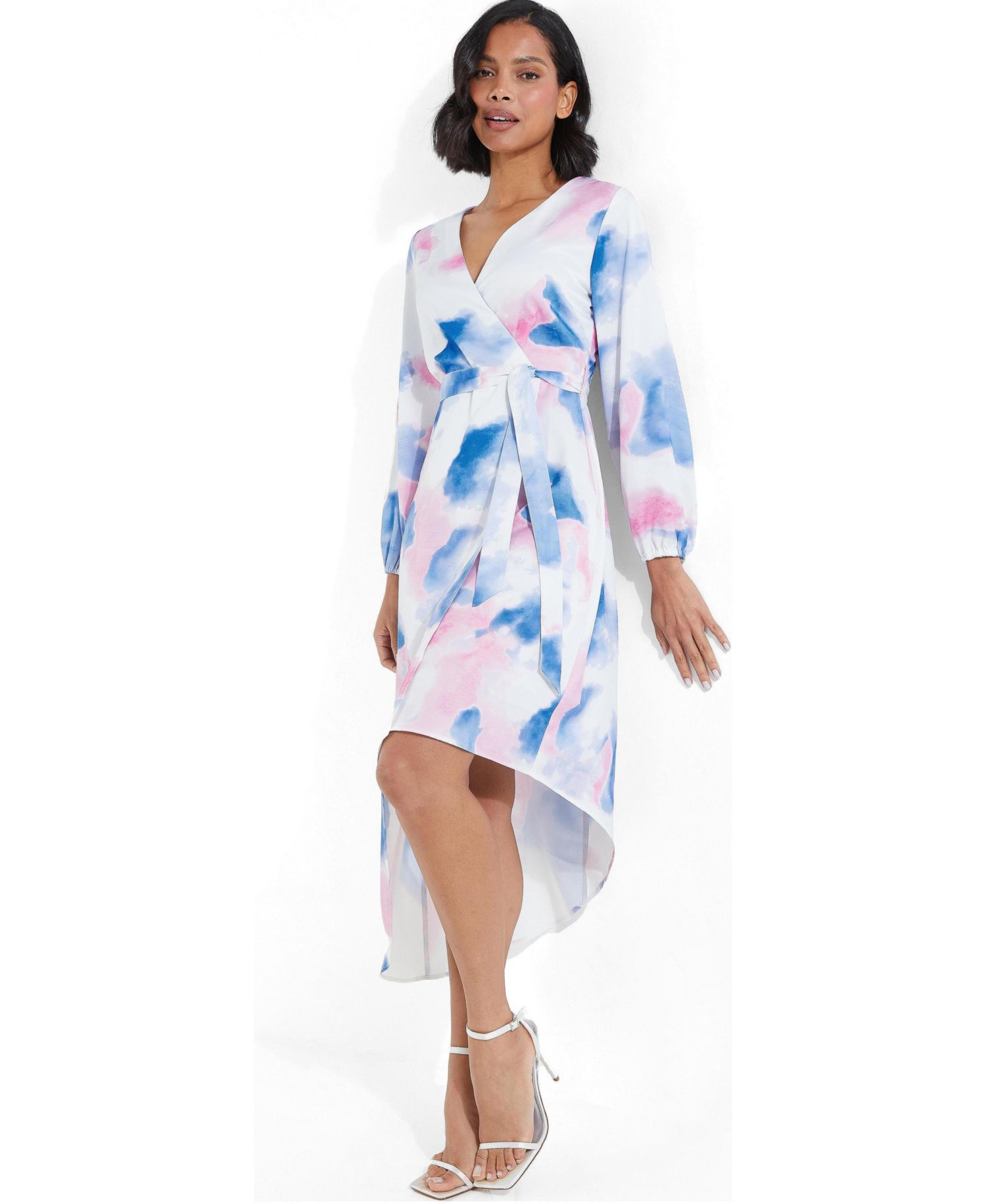 Women's Satin Asymmetric Wrap Dress