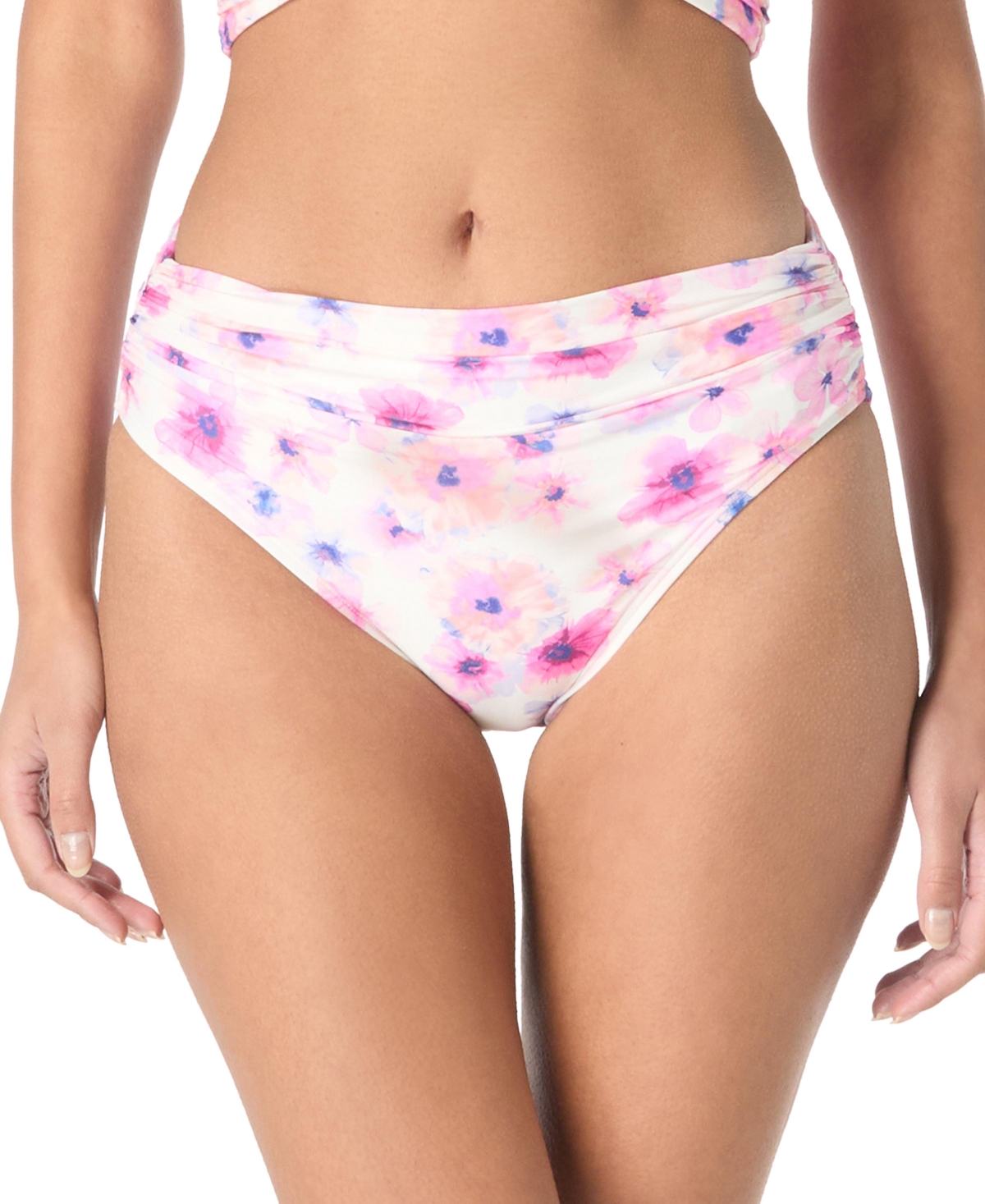 CARMEN MARC VALVO WOMEN'S PRINTED SHIRRED-SIDE BIKINI BOTTOMS 