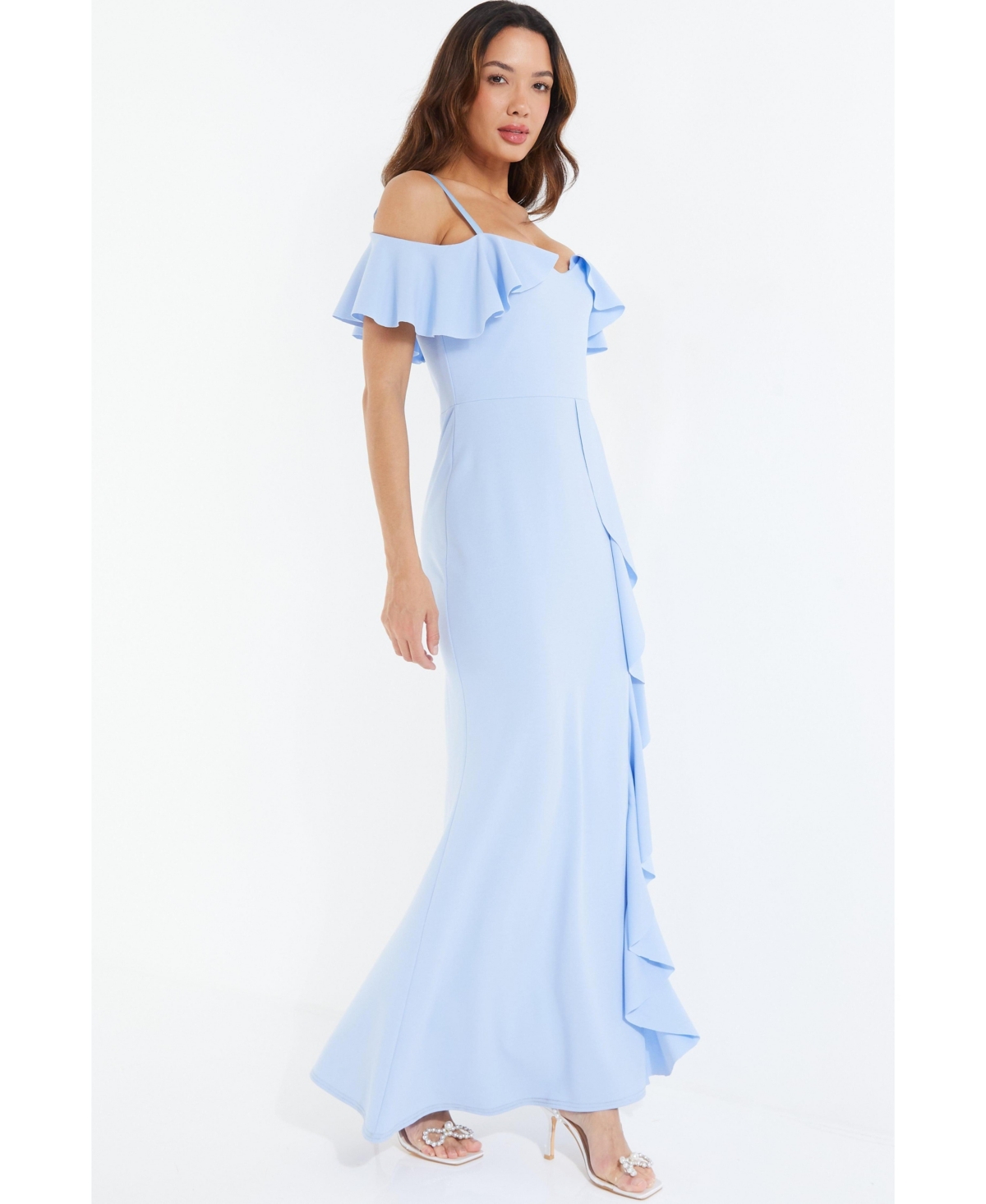 Quiz Women's Scuba Crepe Cold Shoulder Maxi Dress