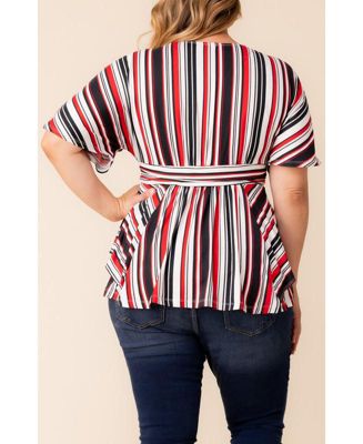 Plus Size Boulevard Short Sleeve Stripe Top