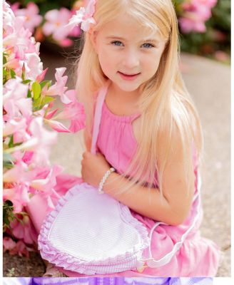 Girls Heart Purse in Pink Seersucker