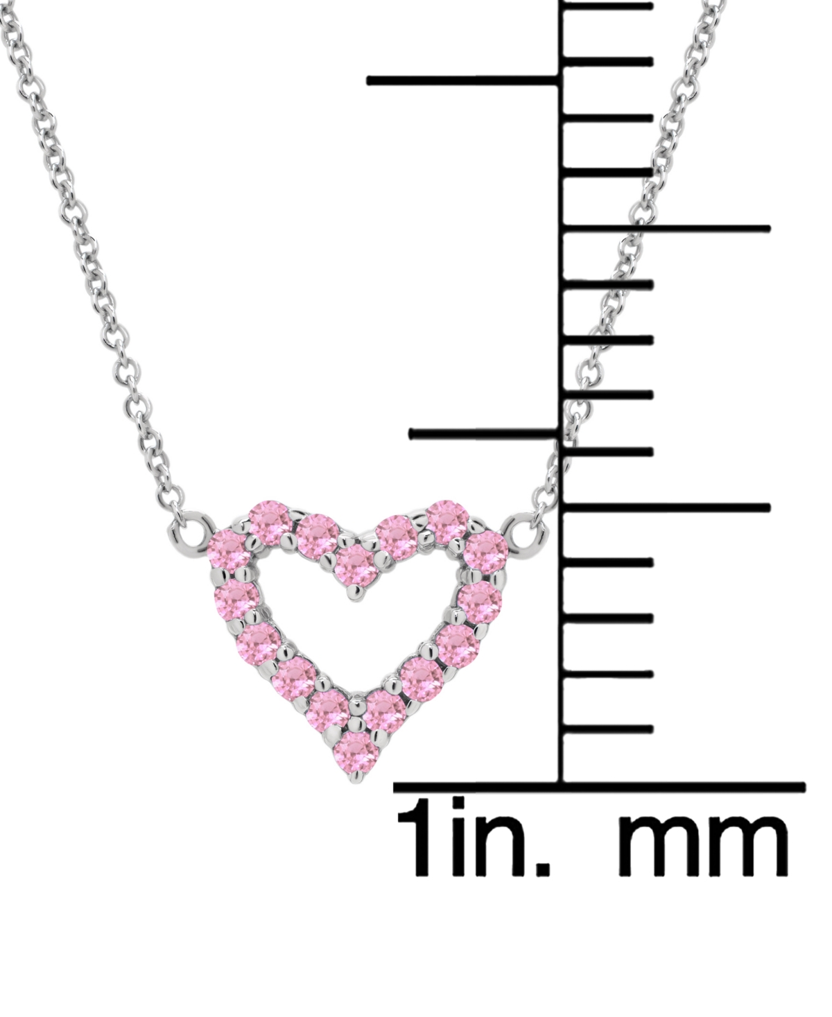 Macy's Lab Grown Pink Sapphire Open Heart Pendant 18" Necklace (3/4 Ct. T.w.) In Sterling Silver In Pink Sapphire