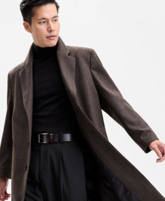 Men's Modern-Fit Herringbone Overcoat