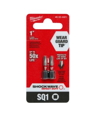 48-32-4421 2 Pack SHOCKWAVE Impact Square Recess #1 Insert Bits