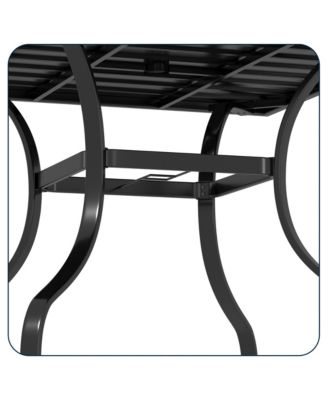 36 Inches Outdoor Metal Dining Table with Umbrella Hole Square Patio Bistro Table, Black