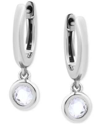Round Cubic Zirconia Charm Huggie Earrings