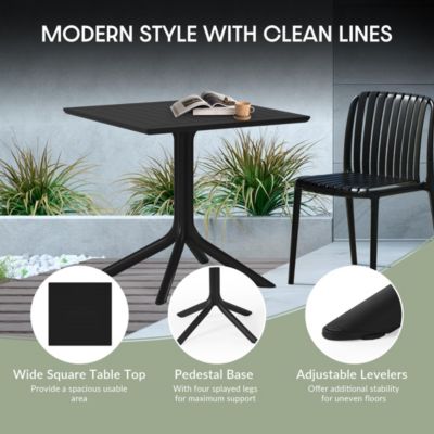 5-Piece Outdoor Resin Square Patio Dining Table Set with Stackable Patio Dining Chairs