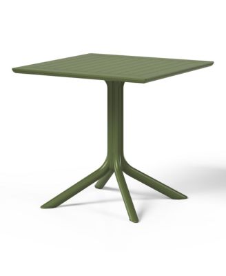 5-Piece Outdoor Resin Square Patio Dining Table Set with Stackable Patio Dining Chairs