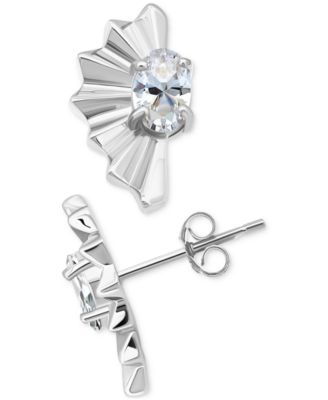 Cubic Zirconia Fan Stud Earrings