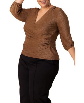 Plus Size Celeste Sparkle Faux Wrap Top