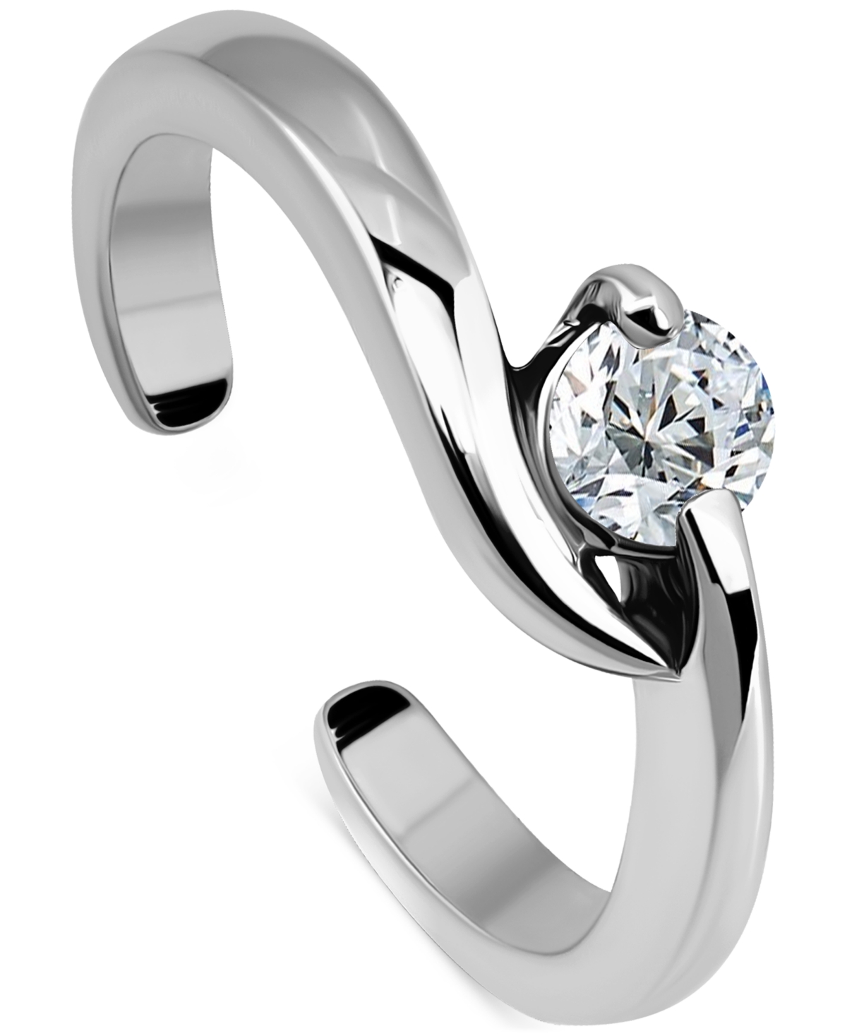 GIANI BERNINI CUBIC ZIRCONIA BYPASS ADJUSTABLE TOE RING IN STERLING SILVER (ALSO IN 18K GOLD-PLATED STERLING SILVE 