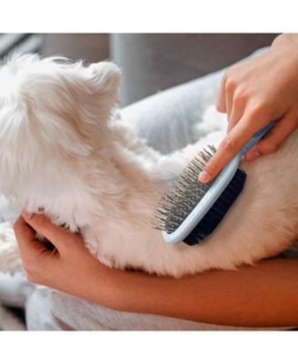 Beige Double-Sided Oval Grooming Brush, Eco-Friendly Pet Brush for Dogs and Cats