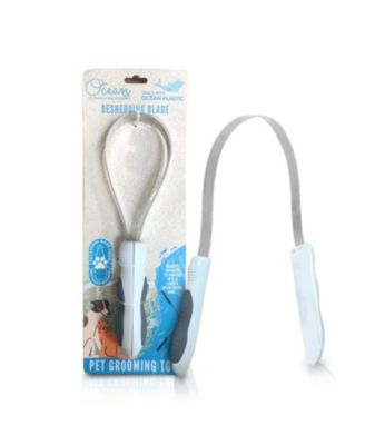Ocean Plastic by Pt Blue Pet Deshedding Blade Eco-Friendly Grooming Tool for Dogs and Cats - Gray 24$