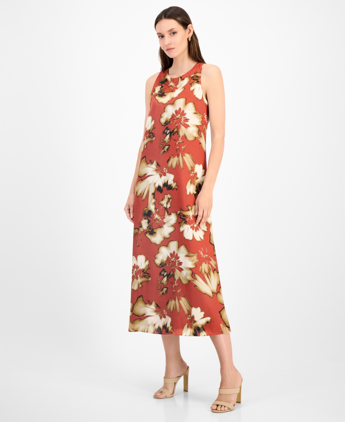 Petite Printed Sleeveless Midi Dress - Spiced Berry Multi