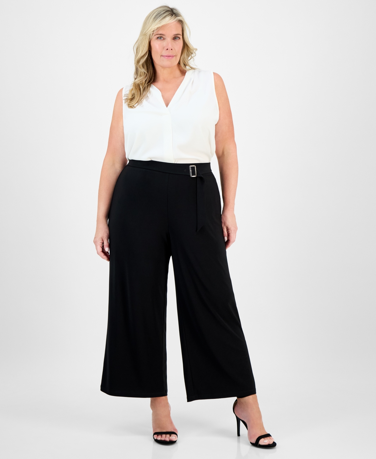 Plus Size Mid-Rise Wide-Leg Palazzo Pants - Anne Black
