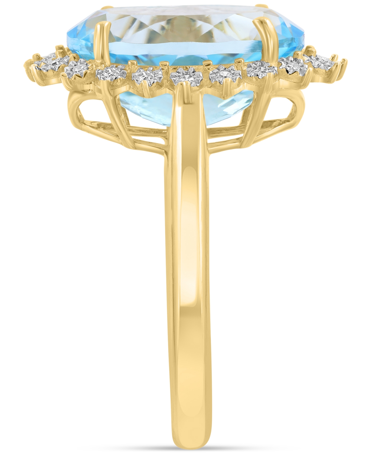 Effy Collection Diamond (1/10 Ct. T.w.) & Sky Blue Topaz (6-1/2 Ct. T.w.) Ring In 14k Yellow Gold In Blue