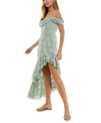 Juniors' Textured Draped High-Low Dress