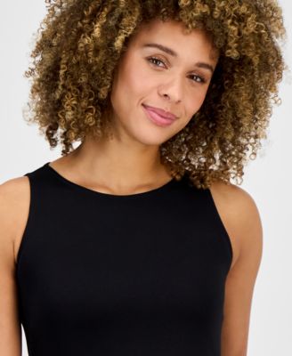 Women's Sleeveless Mixed-Media Midi Dress