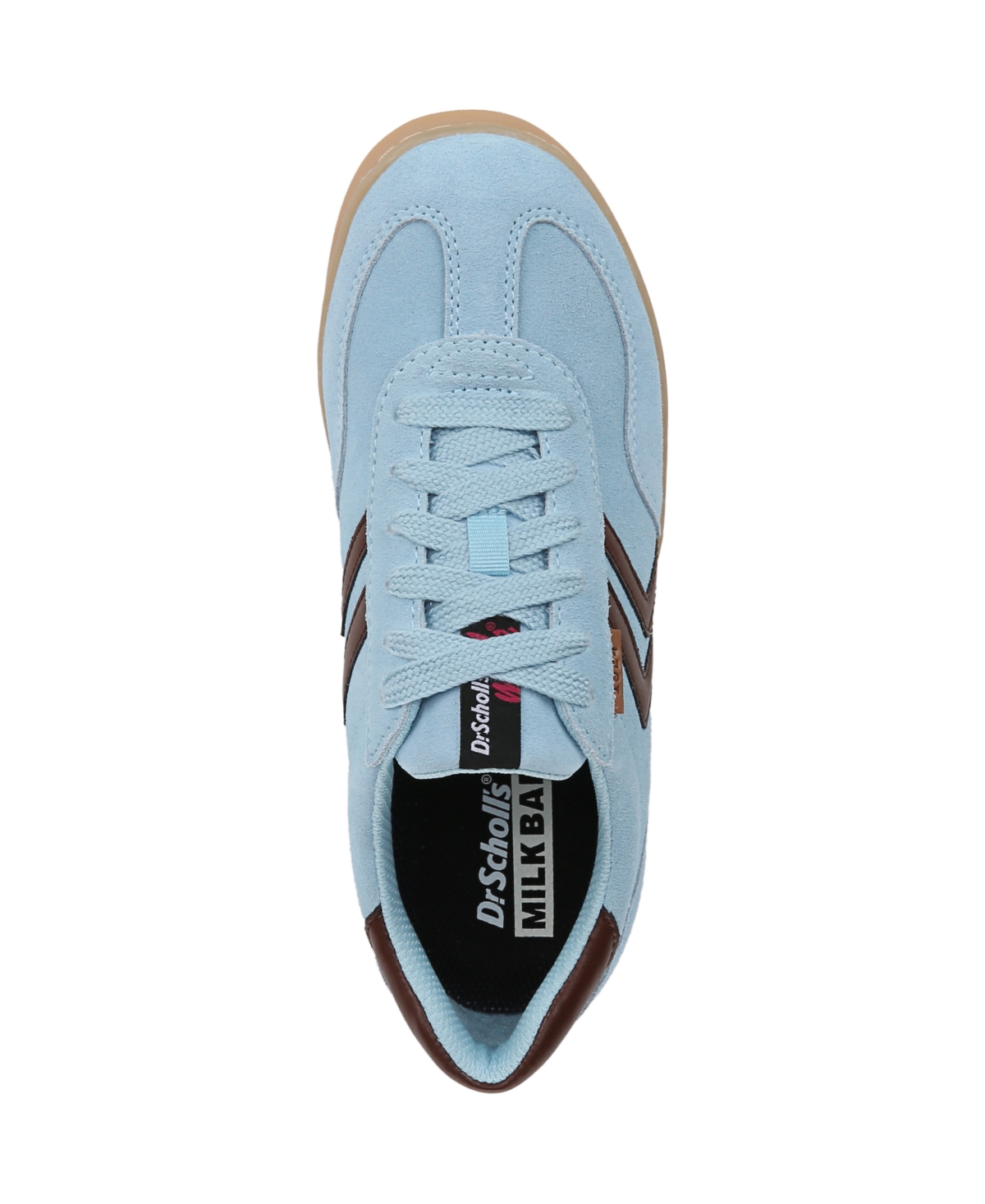 Shop Dr. Scholl's Women's X Milk Bar Rebel Sport Low Profile Lace Up Sneakers In Blue,brown Suede,leather