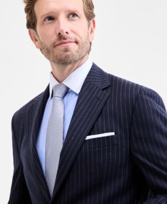 Men's Classic Fit Wool-Blend Pinstripe Suit Separate Jacket 