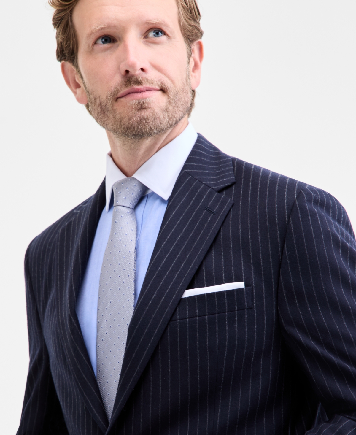 Michael Kors Mens Classic Fit Wool Blend Pinstripe Suit Separates In Blue