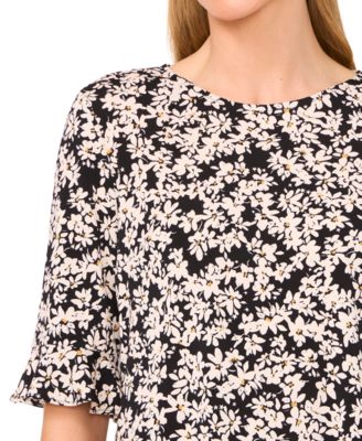 Women's Printed Flutter Sleeve Blouse