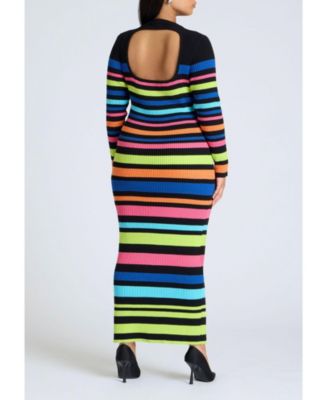 Women's Plus Size Variegated Stripe Maxi Dress