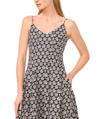 Women's Printed Sleeveless A-Line Midi Dress