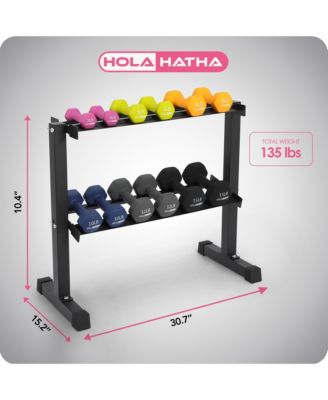 106 Pound Neoprene Dumbbell Strength Training Weight Set with Rack