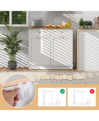 Kitchen Tilt Out Trash Cabinet with 2 Drawers and Adjustable Shelf