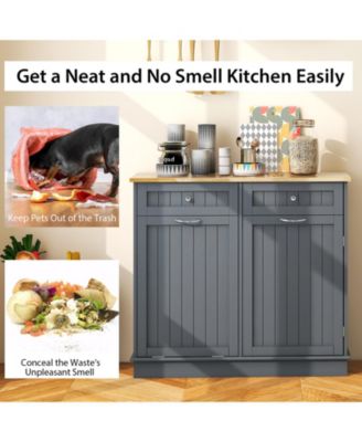 Kitchen Tilt Out Trash Cabinet with 2 Drawers and Adjustable Shelf