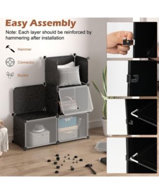12-Cube 48 Pairs Portable Shoe Shelves with Hook