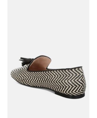 Dara Raffia Tassels Detail Loafers