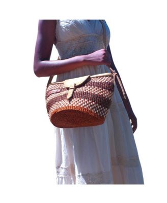 Life Damier Pattern Handwoven Sisal Straw Crossbody Shoulder Bag