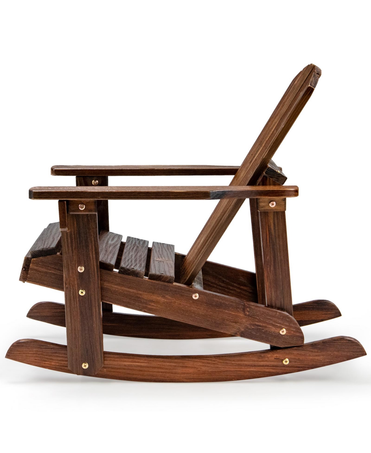 Outdoor Wooden Kid Adirondack Rocking Chair with Slatted Seat