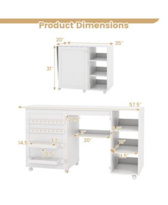 Multifunctional Folding Sewing Machine Craft Station with Storage Shelves