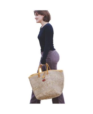Earth Stripes Handmade Sisal Market Tote Bag