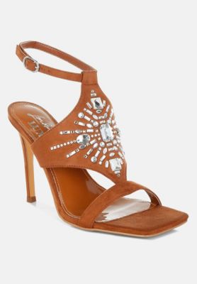 Womens Warda Jeweled Shiny Stiletto Heels