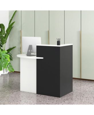 Reception Office Desk with Open Shelf and Lockable Drawer