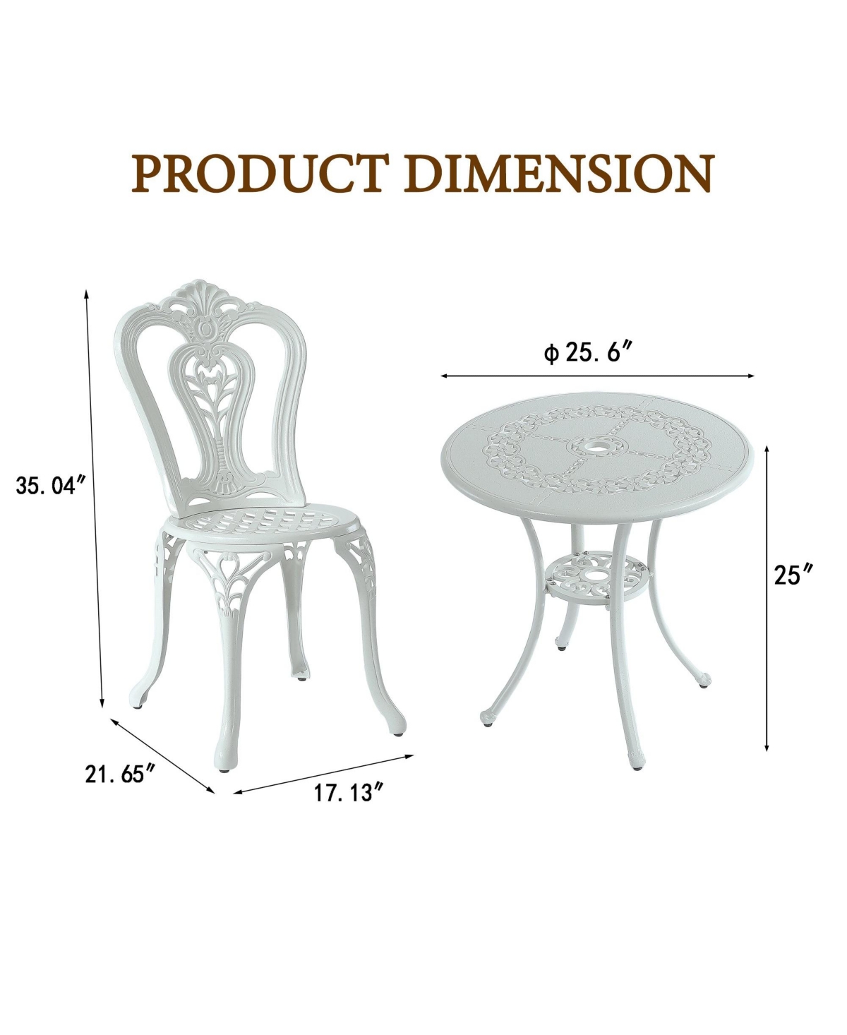 Patio Bistro Set of 3 Bistro Table and Chairs Outdoor Bistro Set Patio Table Patio Dining Chairs Outdoor Dining Table and Chairs, Bronze