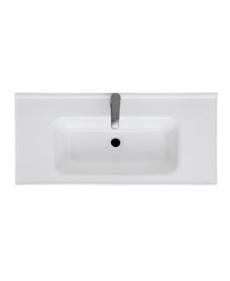 36" Freestanding Ceramic Sink Bathroom Vanity with Faucet and Iron Shelf Cabinet