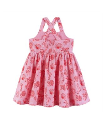 Toddler Girls Toddler/Child Pink Tropical Icon Print Gauze Dress
