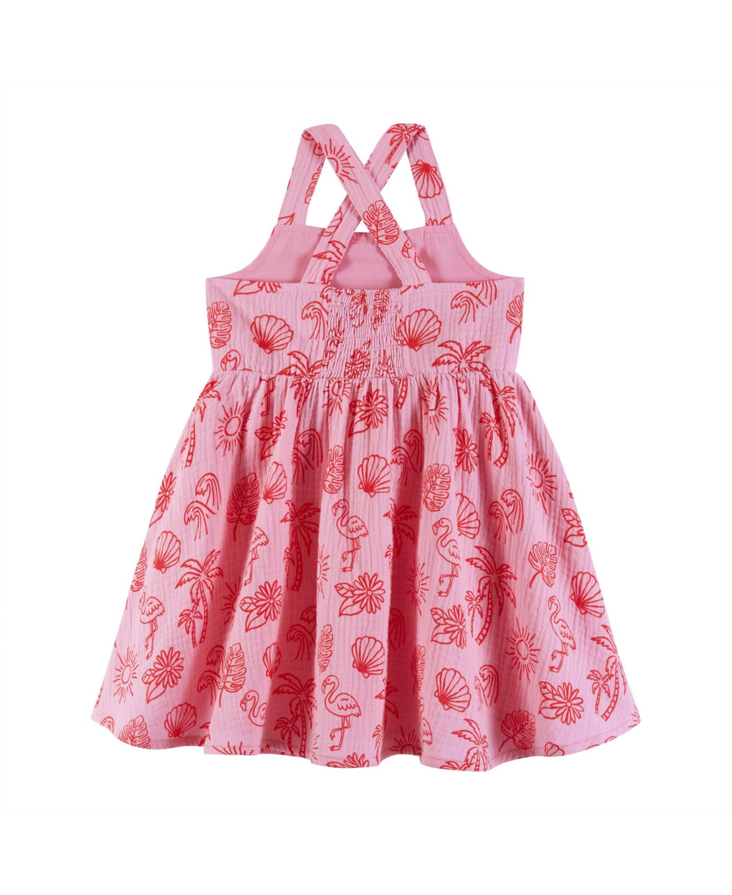Toddler Girls Toddler/Child Pink Tropical Icon Print Gauze Dress